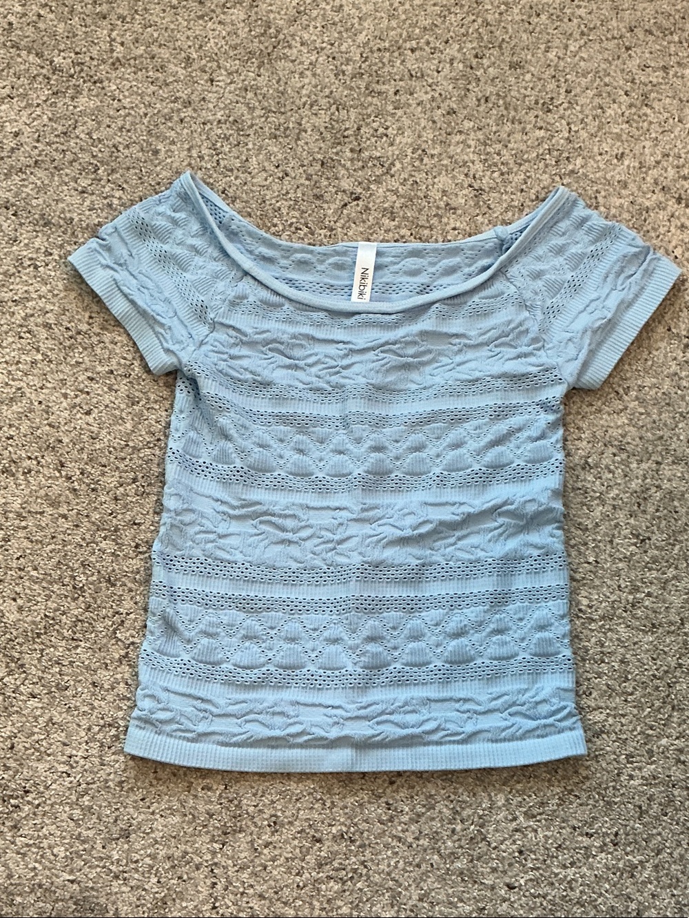 New Nikibiki Textured Seamless Short Sleeve Top ~ Serene Blue - Picture 4 of 8